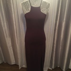 Express high slit maxi dress in plum